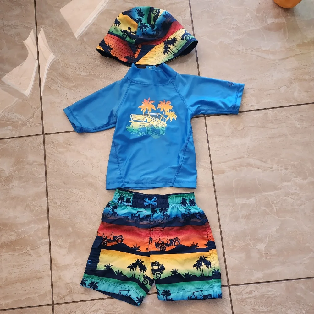 Toddler Rash guard and swim trunk set